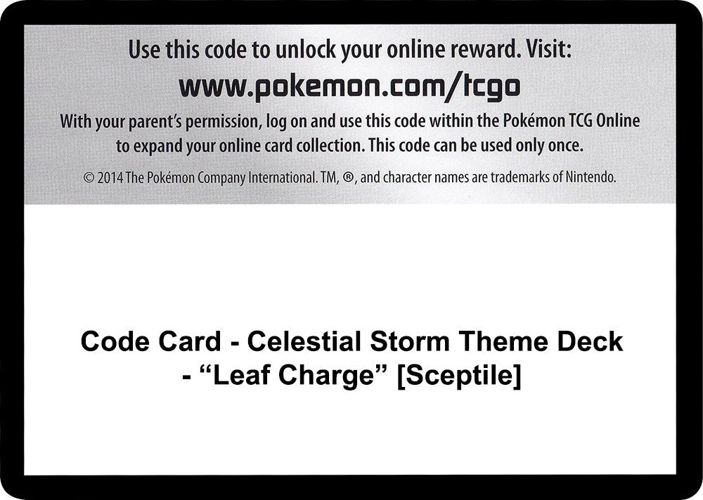 Image for Code Card - Celestial Storm Theme Deck - "Leaf Charge" [Sceptile] [SM - Celestial Storm] - Pokemon