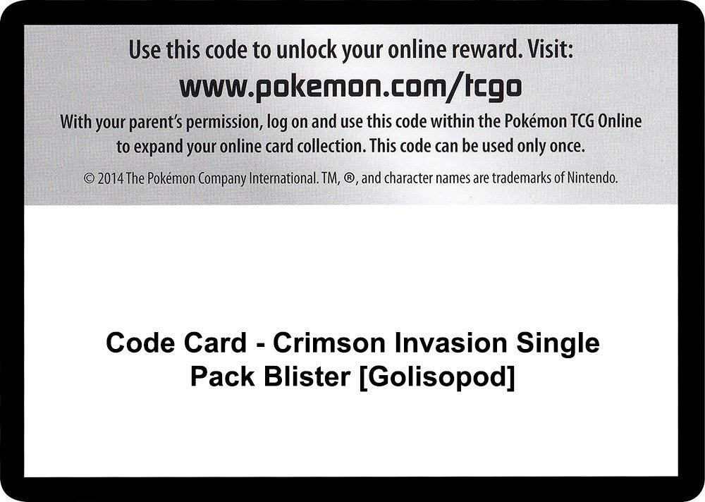 Code Card - Crimson Invasion Single Pack Blister [Golisopod] [SM - Crimson Invasion]