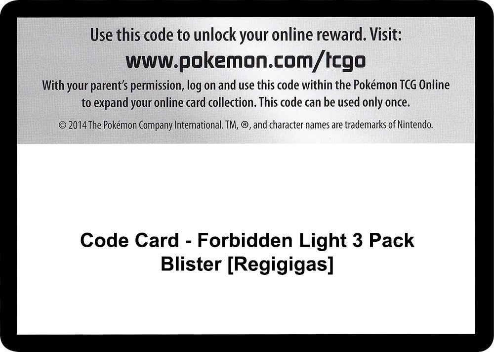 Image for Code Card - Forbidden Light 3 Pack Blister [Regigigas] [SM - Forbidden Light] - Pokemon