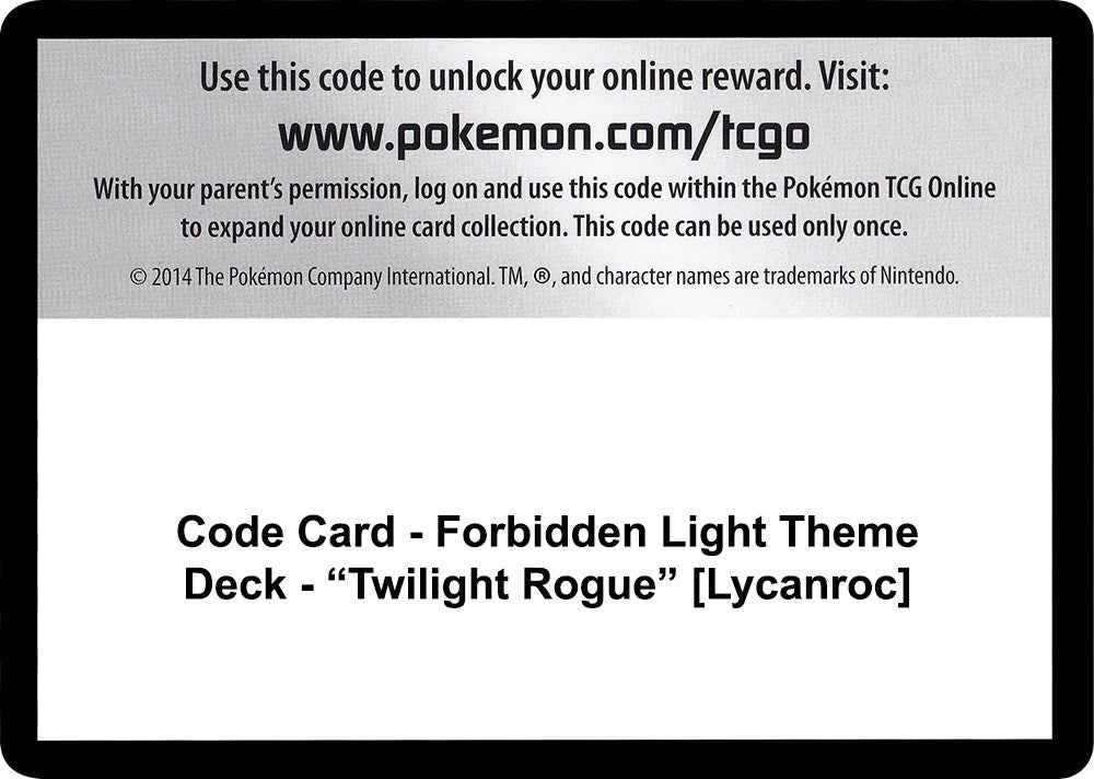 Image for Code Card - Forbidden Light Theme Deck - "Twilight Rogue" [Lycanroc] [SM - Forbidden Light] - Pokemon