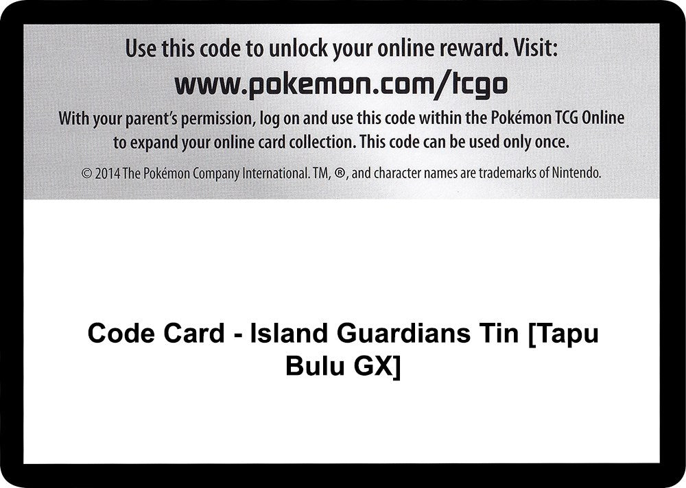 Image for Code Card - Island Guardians Tin [Tapu Bulu GX] [SM - Guardians Rising] - Pokemon