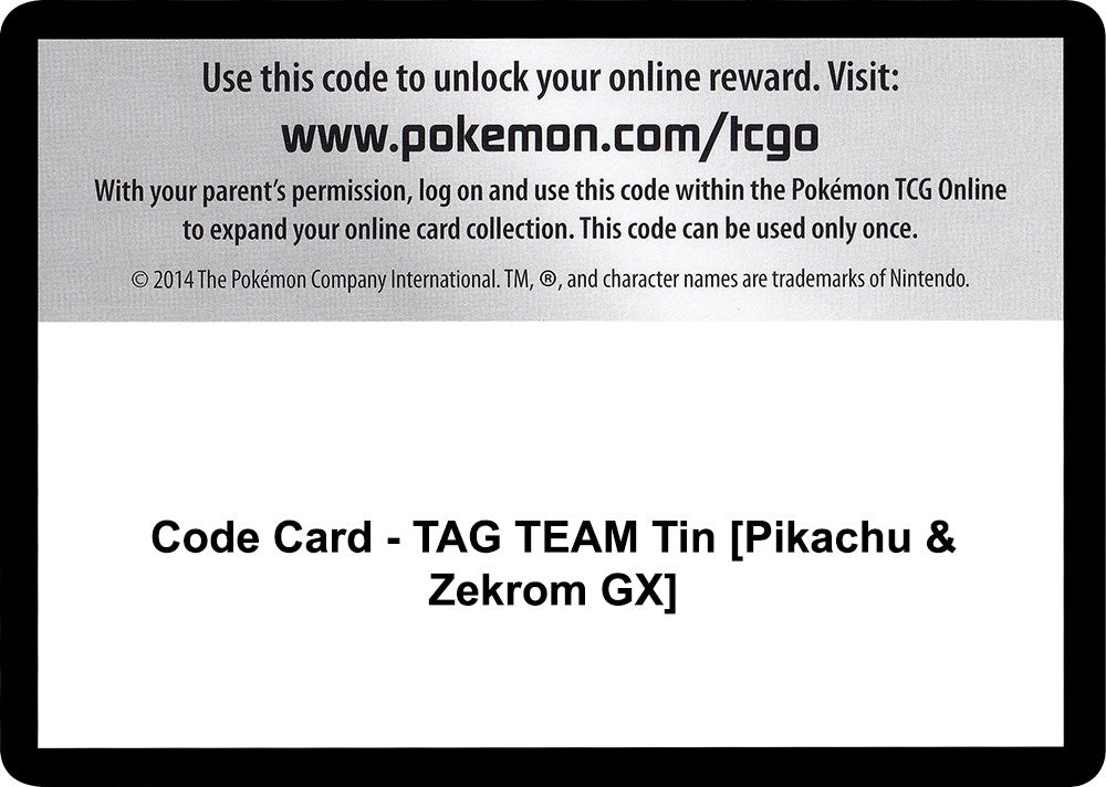 Image for Code Card - TAG TEAM Tin [Pikachu & Zekrom GX] [SM - Team Up] - Pokemon