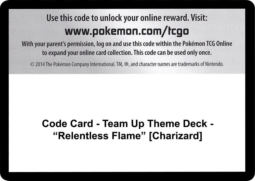 Image for Code Card - Team Up Theme Deck - "Relentless Flame" [Charizard] [SM - Team Up] - Pokemon