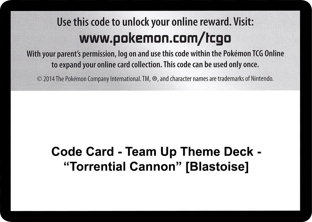 Image for Code Card - Team Up Theme Deck - "Torrential Cannon" [Blastoise] [SM - Team Up] - Pokemon