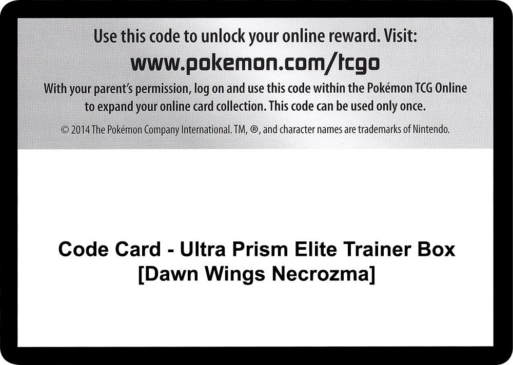Image for Code Card - Ultra Prism Elite Trainer Box [Dawn Wings Necrozma] [SM - Ultra Prism] - Pokemon