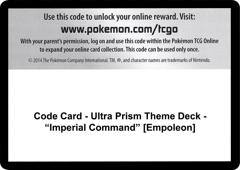 Image for Code Card - Ultra Prism Theme Deck - "Imperial Command" [Empoleon] [SM - Ultra Prism] - Pokemon