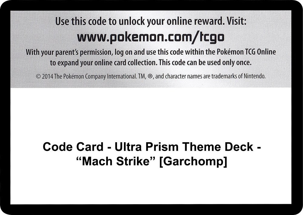 Image for Code Card - Ultra Prism Theme Deck - "Mach Strike" [Garchomp] [SM - Ultra Prism] - Pokemon