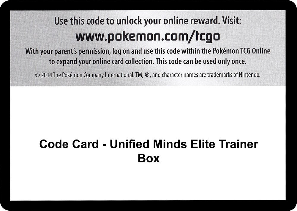 Image for Code Card - Unified Minds Elite Trainer Box [SM - Unified Minds] - Pokemon