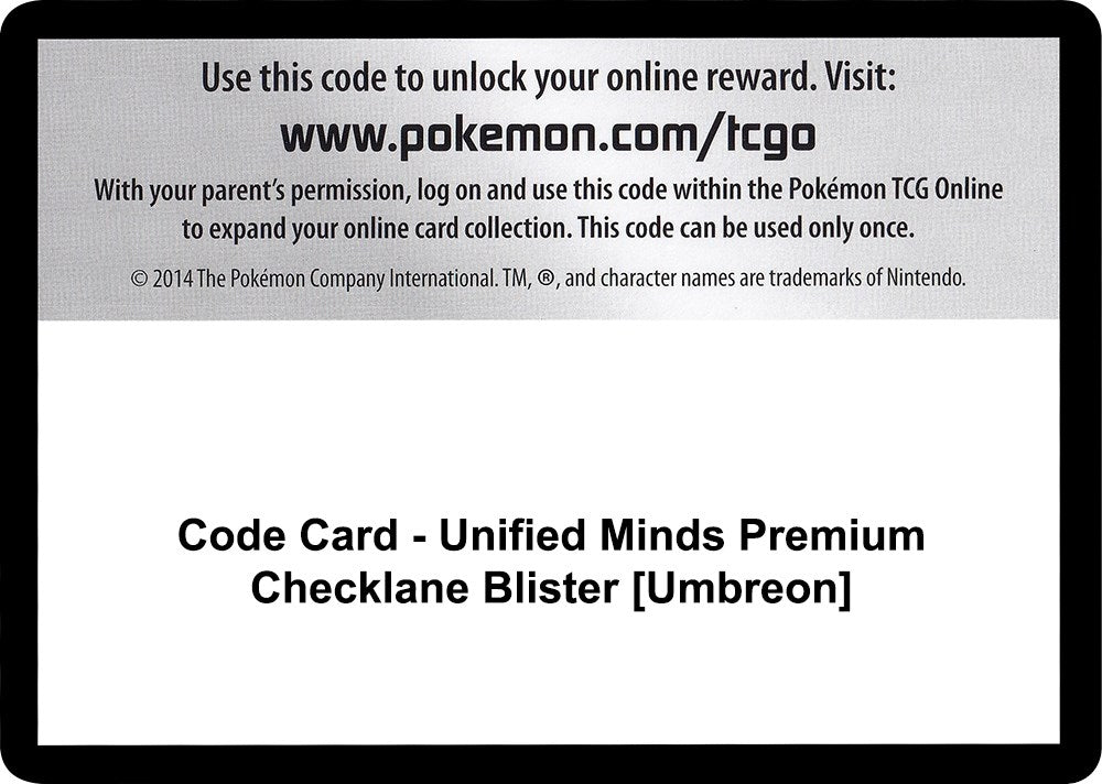 Image for Code Card - Unified Minds Premium Checklane Blister [Umbreon] [SM - Unified Minds] - Pokemon
