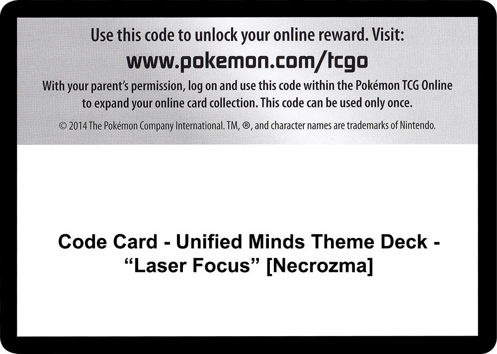 Image for Code Card - Unified Minds Theme Deck - "Laser Focus" [Necrozma] [SM - Unified Minds] - Pokemon