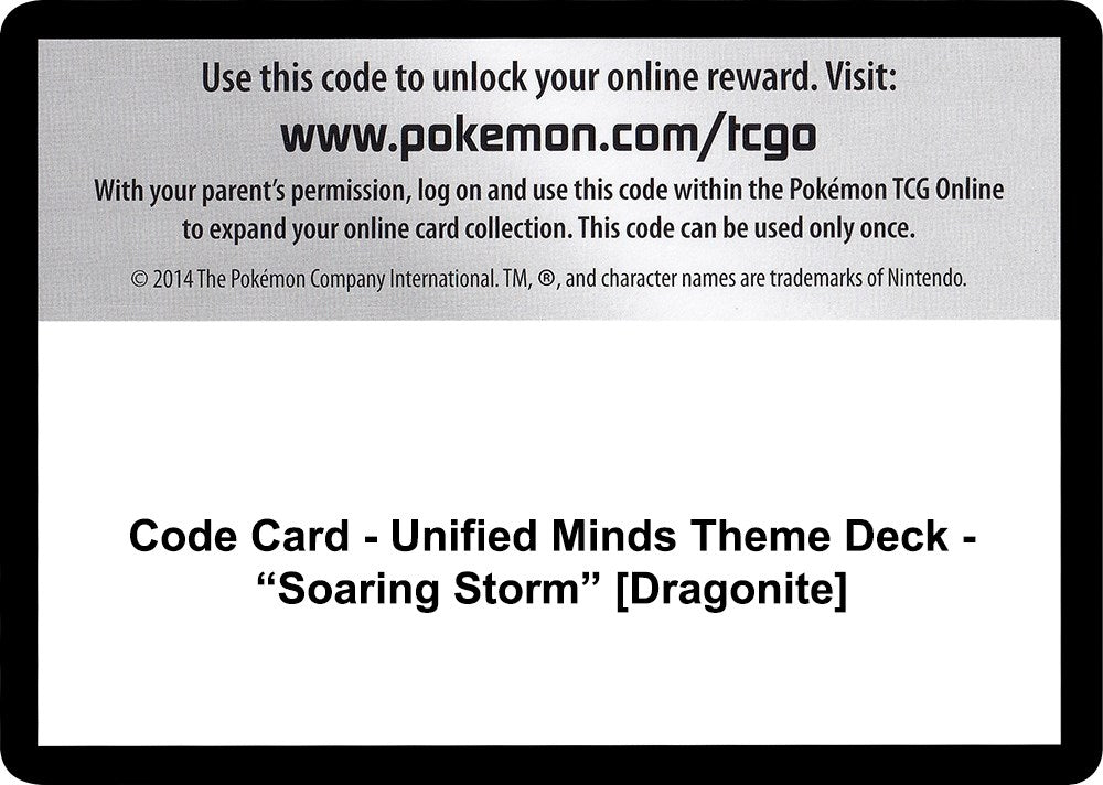 Image for Code Card - Unified Minds Theme Deck - "Soaring Storm" [Dragonite] [SM - Unified Minds] - Pokemon