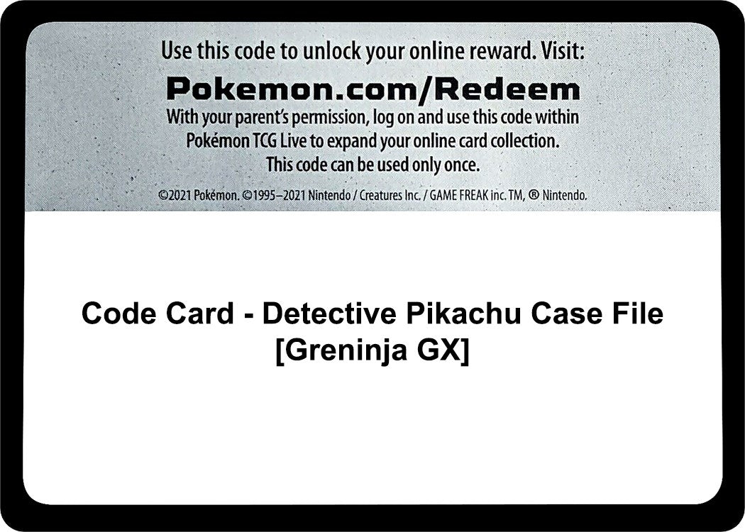 Code Card - Detective Pikachu Case File [Greninja GX] [Detective Pikachu]