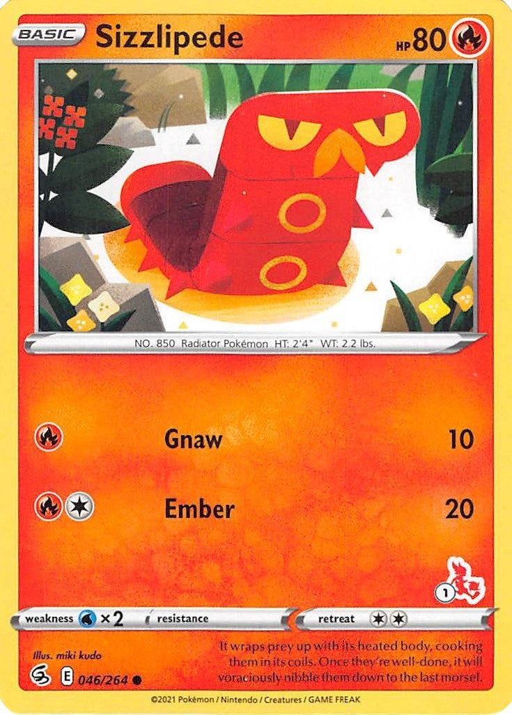 Image for Sizzlipede - 046/264 (#1 Cinderace Stamped) (046/264) [Battle Academy 2022] - Pokemon
