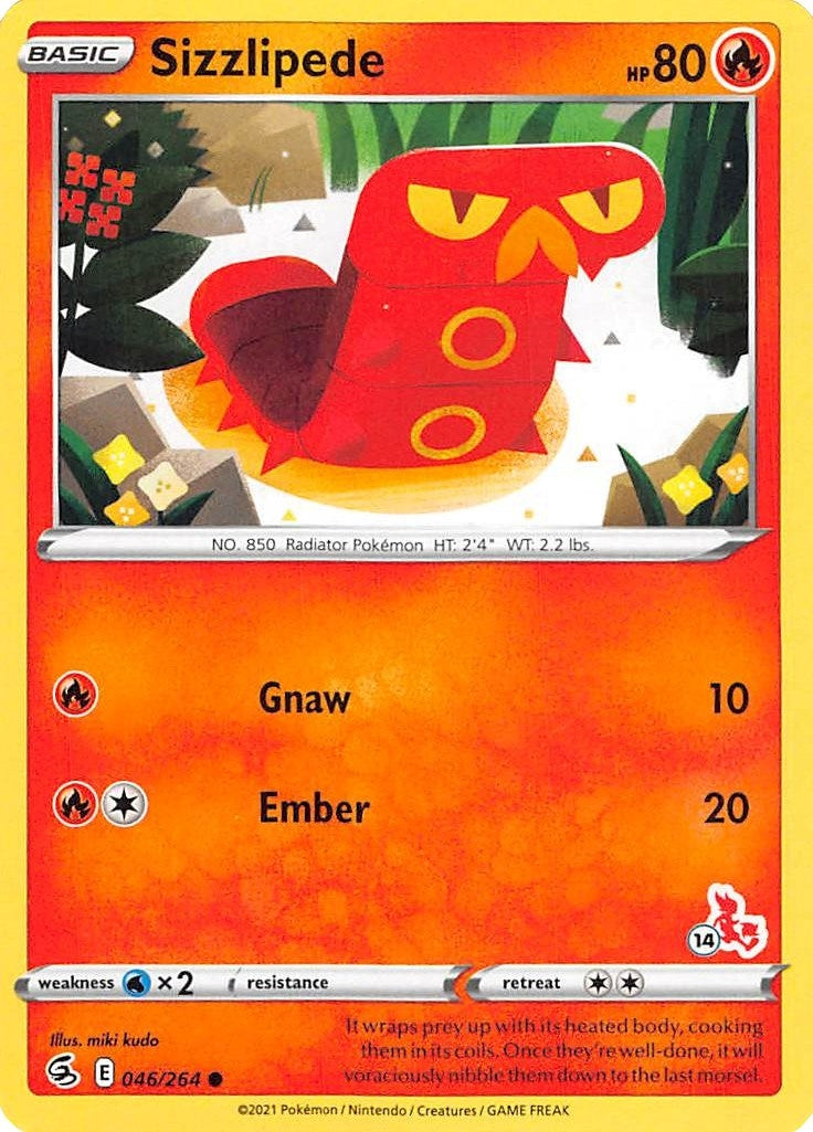 Image for Sizzlipede - 046/264 (#14 Cinderace Stamped) (046/264) [Battle Academy 2022] - Pokemon