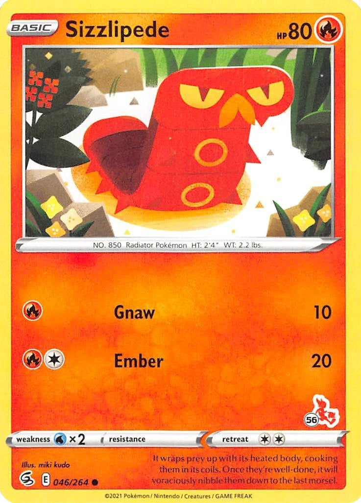 Image for Sizzlipede - 046/264 (#56 Cinderace Stamped) (046/264) [Battle Academy 2022] - Pokemon
