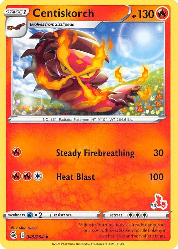 Image for Centiskorch - 049/264 (#30 Cinderace Stamped) (049/264) [Battle Academy 2022] - Pokemon
