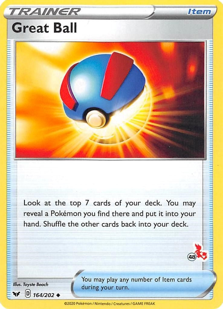Image for Great Ball - 164/202 (#48 Cinderace Stamped) (164/202) [Battle Academy 2022] - Pokemon