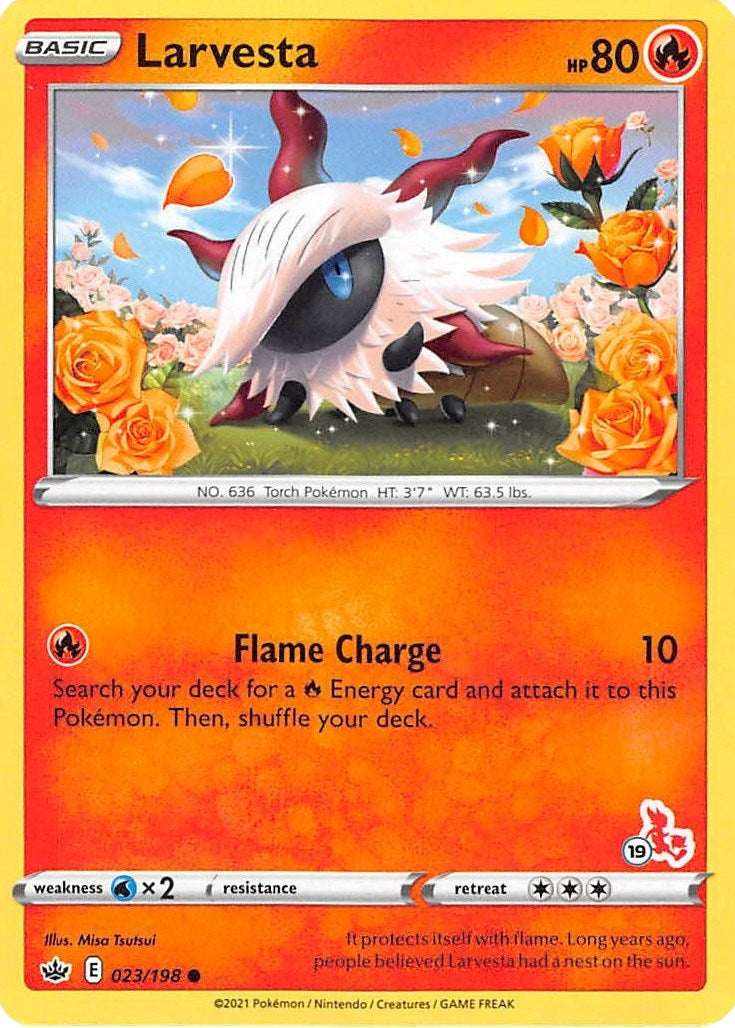 Image for Larvesta - 023/198 (#19 Cinderace Stamped) (023/198) [Battle Academy 2022] - Pokemon