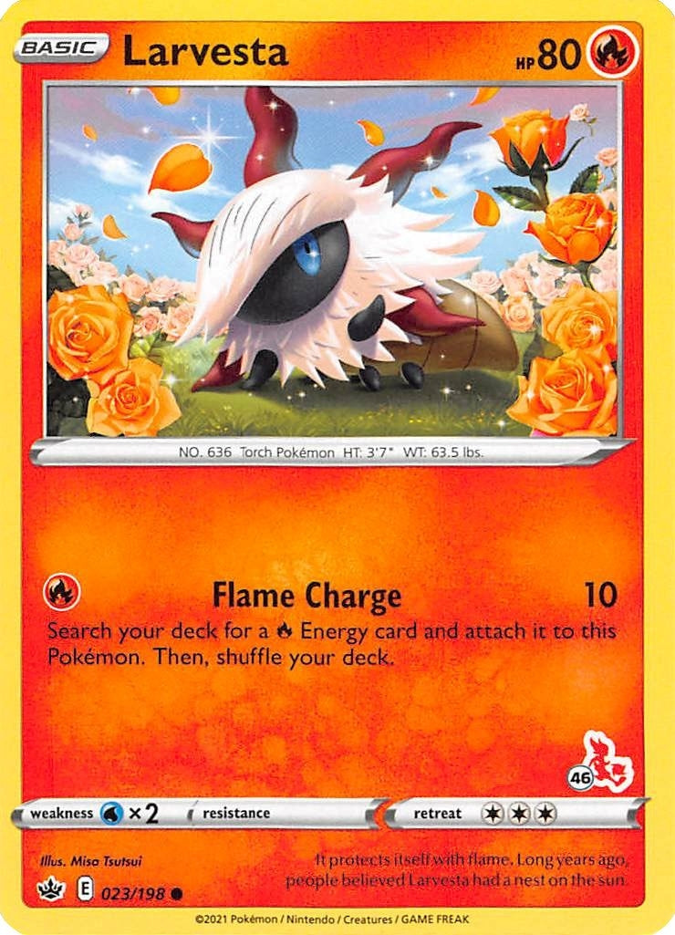 Image for Larvesta - 023/198 (#46 Cinderace Stamped) (023/198) [Battle Academy 2022] - Pokemon