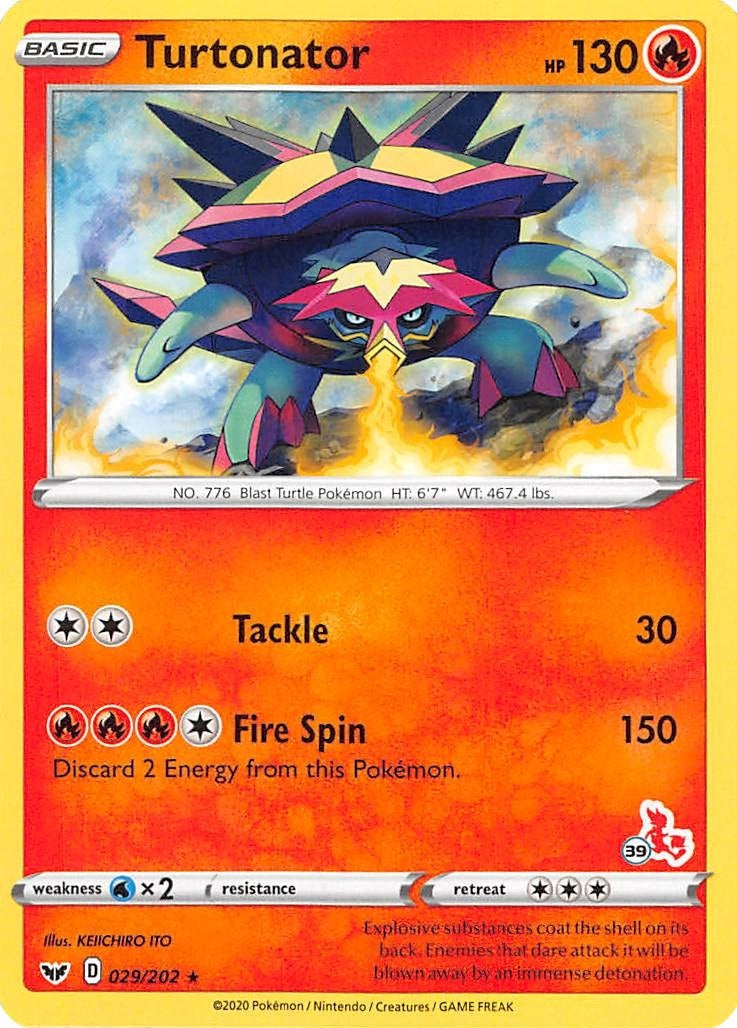 Image for Turtonator - 029/202 (#39 Cinderace Stamped) (029/202) [Battle Academy 2022] - Pokemon