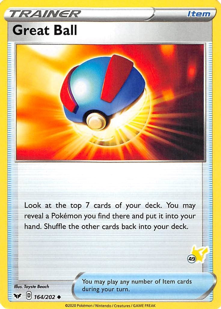 Image for Great Ball - 164/202 (#49 Pikachu Stamped) (164/202) [Battle Academy 2022] - Pokemon