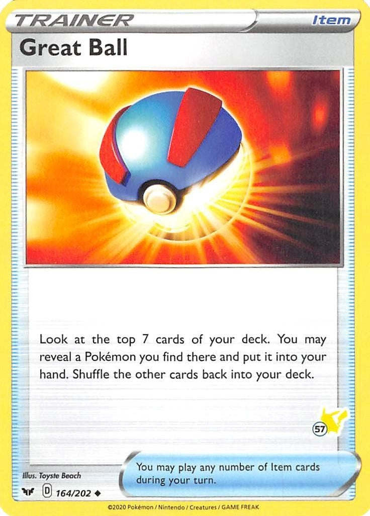 Image for Great Ball - 164/202 (#57 Pikachu Stamped) (164/202) [Battle Academy 2022] - Pokemon