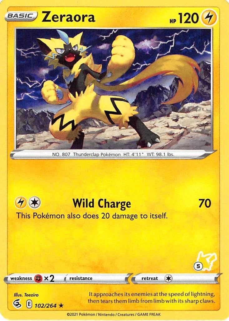 Image for Zeraora - 102/264 (#5 Pikachu Stamped) (102/264) [Battle Academy 2022] - Pokemon