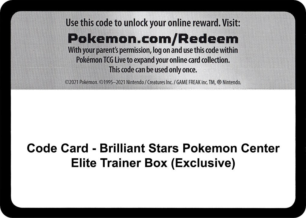 Image for Code Card - Brilliant Stars Pokemon Center Elite Trainer Box (Exclusive) [SWSH09: Brilliant Stars] - Pokemon