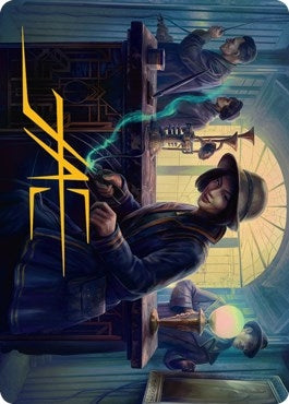 Image for Wiretapping Art Card (Gold-Stamped Signature) (15) [Streets of New Capenna] - Magic: The Gathering