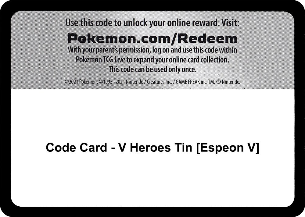 Code Card - V Heroes Tin [Espeon V] [Miscellaneous Cards & Products]