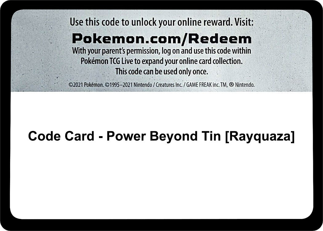 Image for Code Card - Power Beyond Tin [Rayquaza] [Miscellaneous Cards & Products] - Pokemon