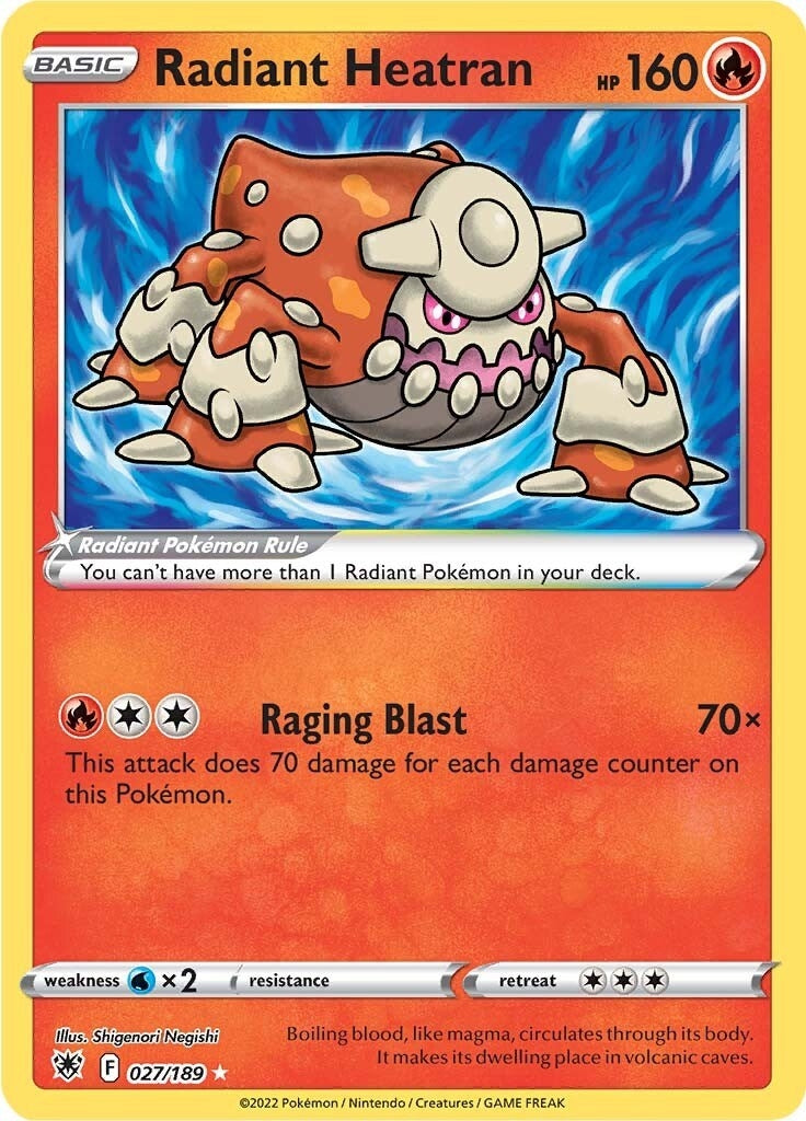 Image for Radiant Heatran (027/189) [SWSH10: Astral Radiance] - Pokemon