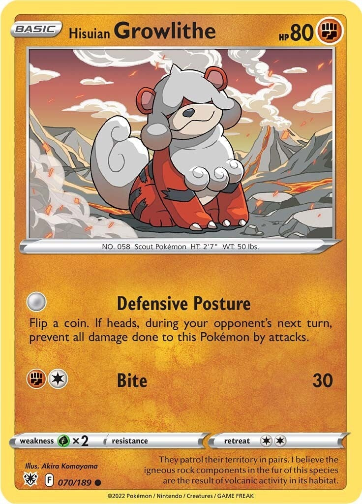 Image for Hisuian Growlithe (070/189) [SWSH10: Astral Radiance] - Pokemon