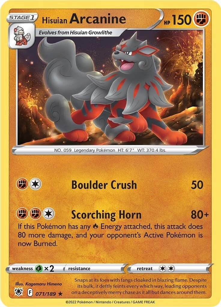 Image for Hisuian Arcanine (071/189) [SWSH10: Astral Radiance] - Pokemon
