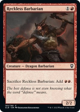 Image for Reckless Barbarian (193) [Commander Legends: Battle for Baldur's Gate] - Magic: The Gathering