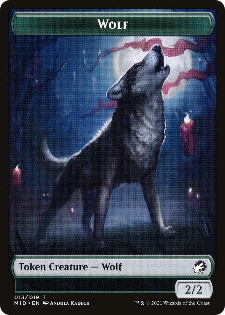Image for Wolf (013) // Clue (016) Double-Sided Token (Challenger 2022) (13 // 16) [Unique and Miscellaneous Promos] - Magic: The Gathering