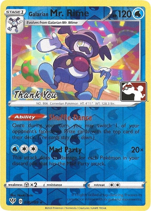 Image for Galarian Mr. Rime - 036/189 (Pokemon League) [Thank You] (036/189) [Miscellaneous Cards & Products] - Pokemon