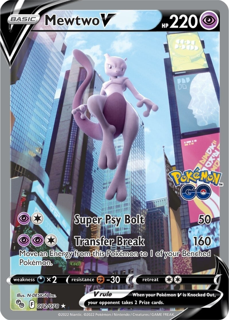 Image for Mewtwo V (Alternate Full Art) (072/078) [Pokemon GO] - Pokemon