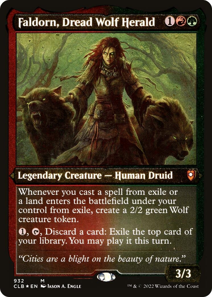 Image for Faldorn, Dread Wolf Herald (Display Commander) - Thick Stock (932) [Commander Legends: Battle for Baldur's Gate] - Magic: The Gathering