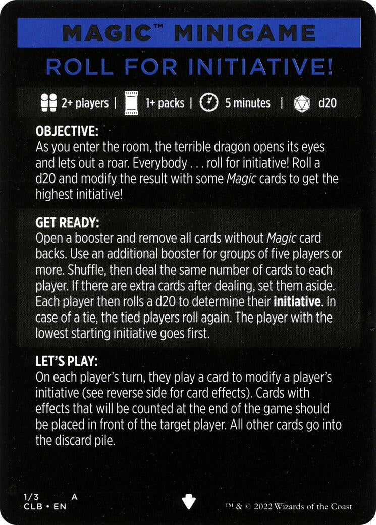 Image for Magic Minigame: Roll for Initiative! (1) [Commander Legends: Battle for Baldur's Gate] - Magic: The Gathering