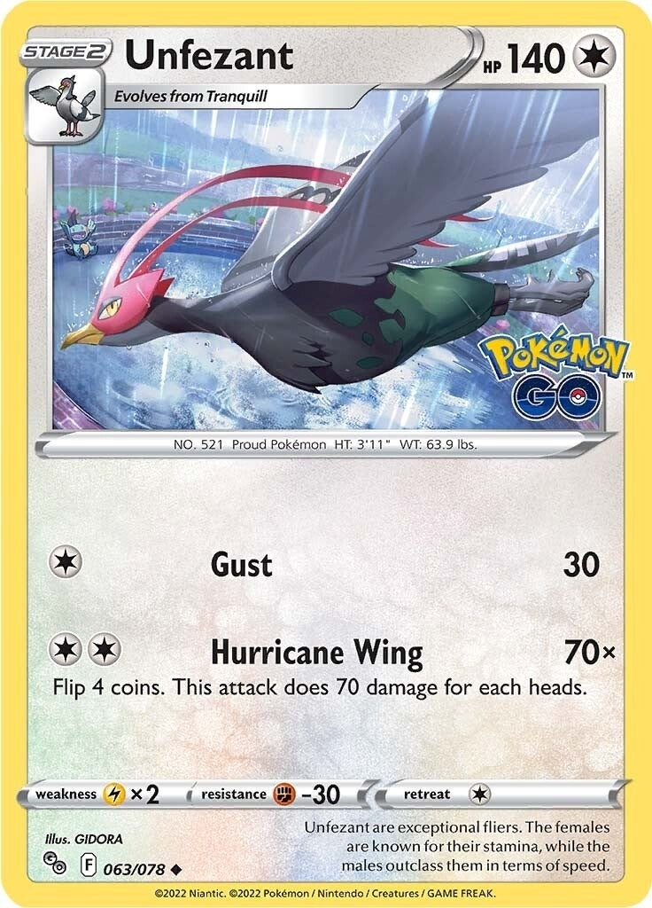 Image for Unfezant (063/078) [Pokemon GO] - Pokemon