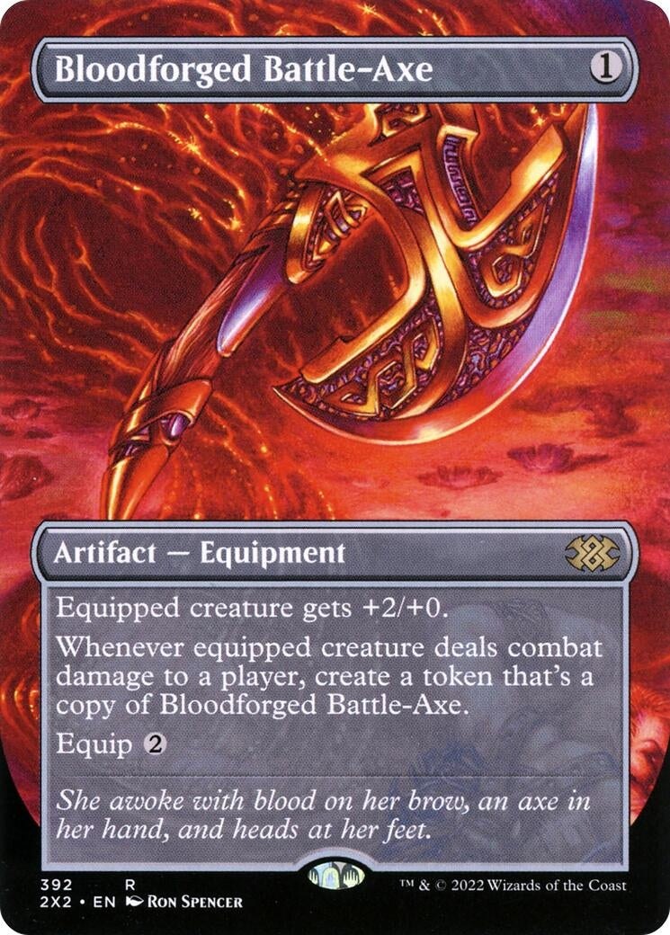 Image for Bloodforged Battle-Axe (Borderless) (392) [Double Masters 2022] - Magic: The Gathering
