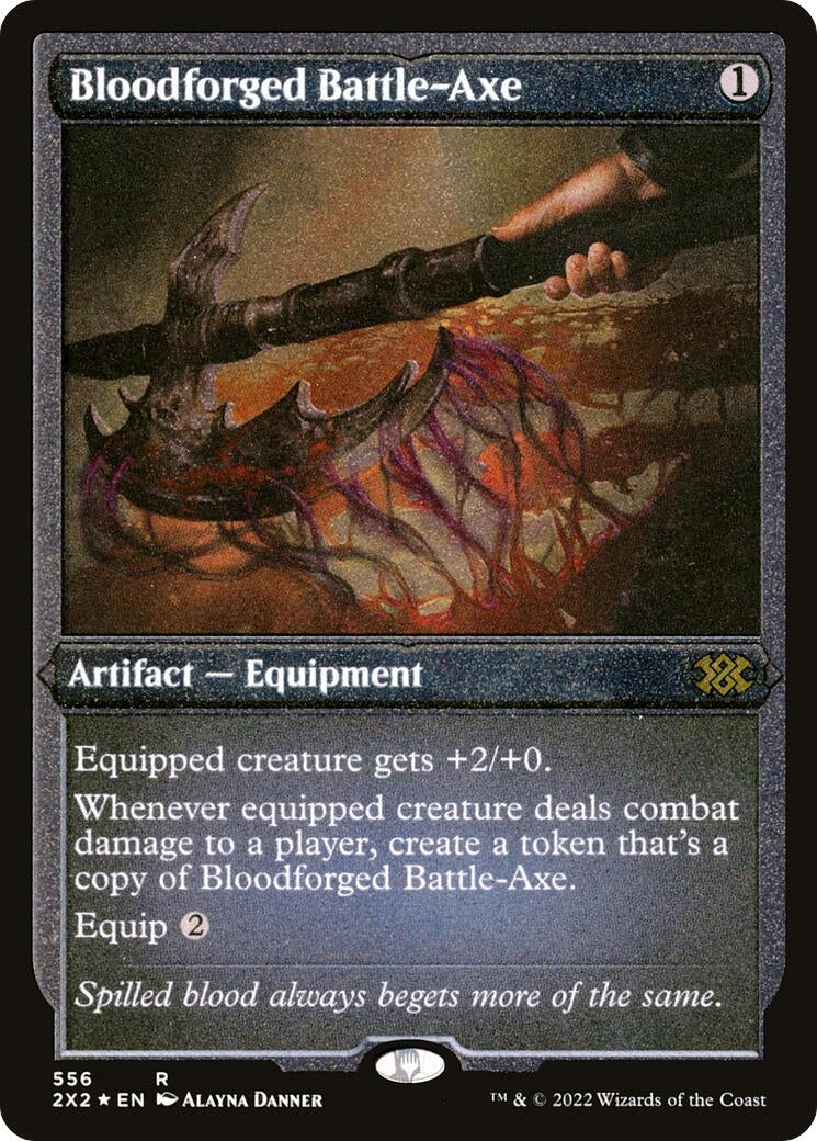 Image for Bloodforged Battle-Axe (Foil Etched) (556) [Double Masters 2022] - Magic: The Gathering