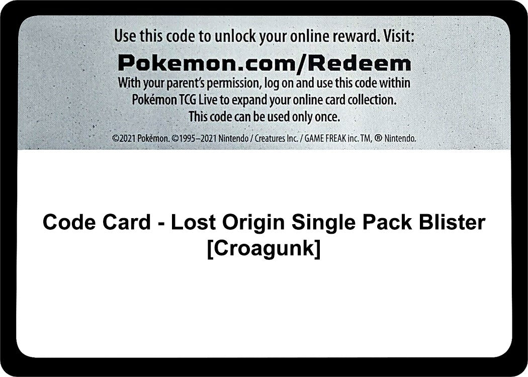 Image for Code Card - Lost Origin Single Pack Blister [Croagunk] [SWSH11: Lost Origin] - Pokemon