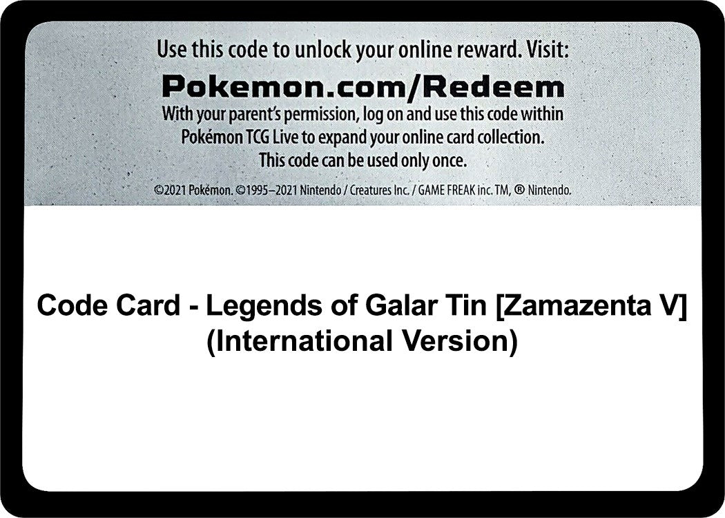 Image for Code Card - Legends of Galar Tin [Zamazenta V] (International Version) [SWSH02: Rebel Clash] - Pokemon