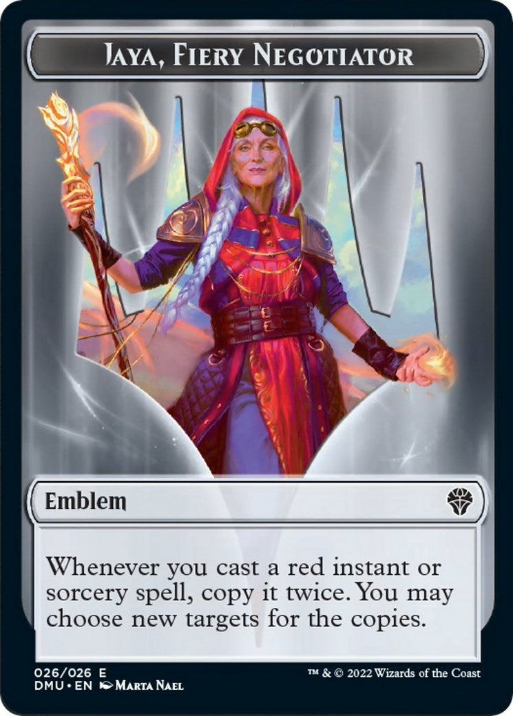 Image for Emblem - Jaya, Fiery Negotiator (26) [Dominaria United] - Magic: The Gathering