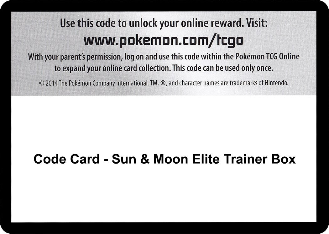 Image for Code Card - Sun & Moon Elite Trainer Box [SM Base Set] - Pokemon