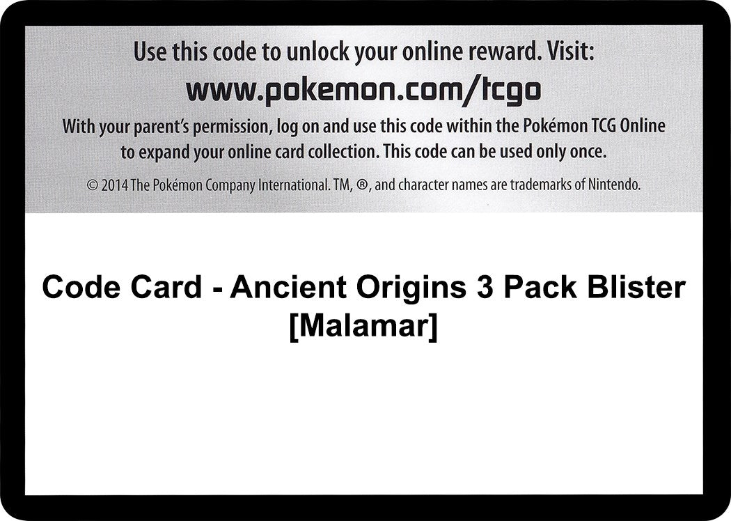 Image for Code Card - Ancient Origins 3 Pack Blister [Malamar] [XY - Ancient Origins] - Pokemon