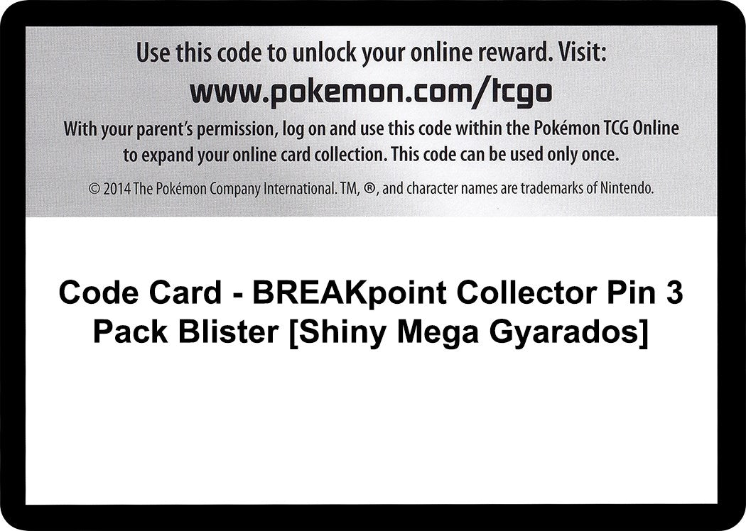 Image for Code Card - BREAKpoint Collector Pin 3 Pack Blister [Shiny Mega Gyarados] [XY - BREAKpoint] - Pokemon