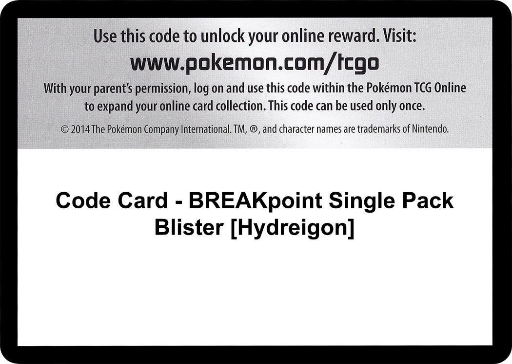 Image for Code Card - BREAKpoint Single Pack Blister [Hydreigon] [XY - BREAKpoint] - Pokemon